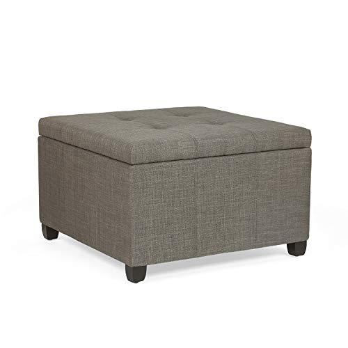 Adeco Ottoman with Storage Chest and Footrest – Classic Square Seat (Fawn Brown)