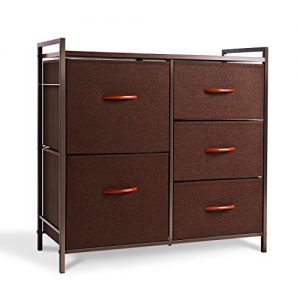 ROMOON Dresser Organizer with 5 Drawers, Fabric Dresser Tower for Bedroom, Hallway, Entryway, Closets - Espresso