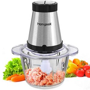 Homgeek Meat Grinder, Food Chopper Processor with 5 Cups & 300-watt, for Mincing, Chopping, Grinding, Blending and Meal Prep