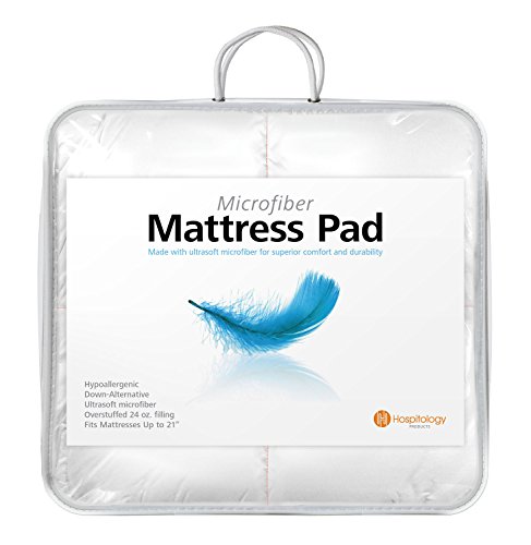 Hospitology Products Microfiber Quilted Mattress Pad and Topper Hospitology Merchandise Microfiber Quilted Mattress Pad &amp; Topper - Queen - Overstuffed - Hypoallergenic - Field Stitched - Matches All Mattresses - Goose Down Different Pillowtop - 60" W x 80" L.