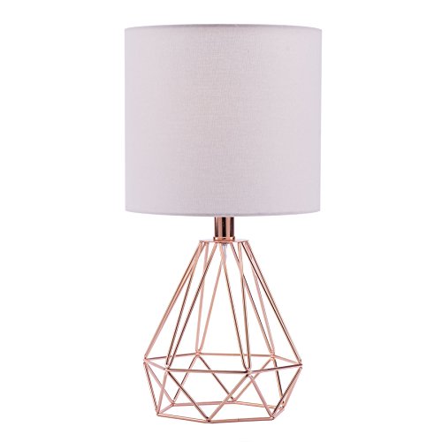 CO-Z Modern Table Lamp with White Fabric Shade CO-Z Trendy Desk Lamp with White Material Shade, Rose Gold Desk Lamp with Hollowed Out Base 18 Inches in Peak for Residing Room Bed room Eating Room.