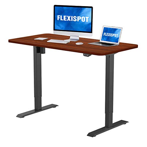 Flexispot Electric Standing Desk, 48 x 30 Inches Height Adjustable Desk, Sit Stand Desk Base Home Office Table Stand up Desk (Black Frame + 48 in Mahogany Top)