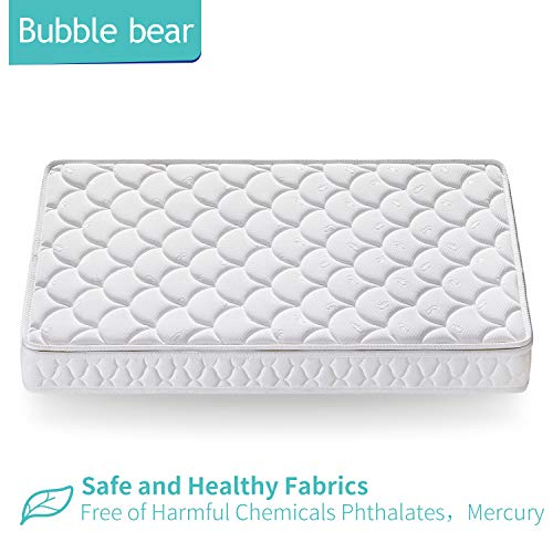 Bubble bear Crib Baby Mattress for Baby and Toddler Bubble bear Crib Child Mattress for Child &amp; Toddler with Breathable Detachable Knitted Material Cowl, Washable Outer Covers (White, 52" x 28"x 5").