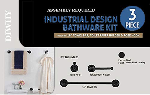 Diwhy Industrial Pipe Bathroom Hardware Fixture Set by Pipe Decor 3 Piece Kit Model: Diwhy