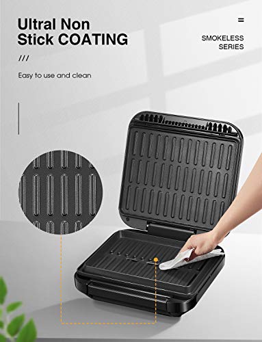Deik 2 in 1 Electric Indoor Grill and Panini Press Grill Deik 2 in 1 Electrical Indoor Grill and Panini Press Grill, 1200W Smokeless Grill with Double-Sided Heating Plates, Thermostat Management, Straightforward-to-Clear Nonstick Plate, Additional-Giant Drip Tray, Spatula, Black.