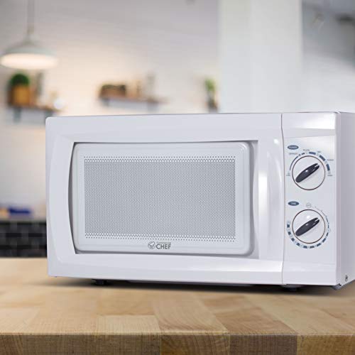 Commercial Chef Counter Top Rotary Microwave Oven Business Chef Counter High Rotary Microwave Oven 0.6 Cubic Toes, 600 Watt, White, CHM660W.