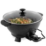 VonShef 7.4Qt Electric Wok with Lid – Adjustable Temperature Control – Cool Touch Handles – Non-Stick, Easy Clean Frying Pan - 14 Inch