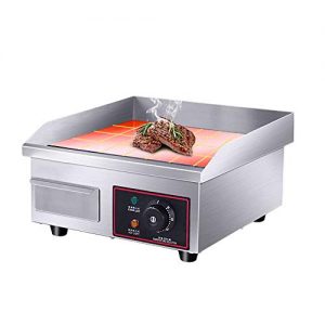 14'' Electric Countertop Griddle Grill,110V Stainless Steel Griddle Flat Commercial Heavyduty Grill Hot Plate Adjustable Temperature Control Restaurant Equipment for Kitchen Restaurant