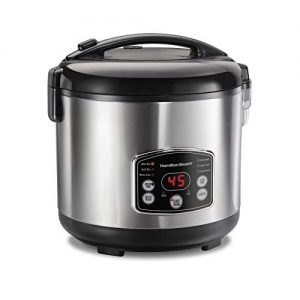 Hamilton Beach Digital Programmable Rice Cooker & Food Steamer, 14 Cups Cooked (7 Uncooked) With Steam & Rinse Basket, Stainless Steel (37548)