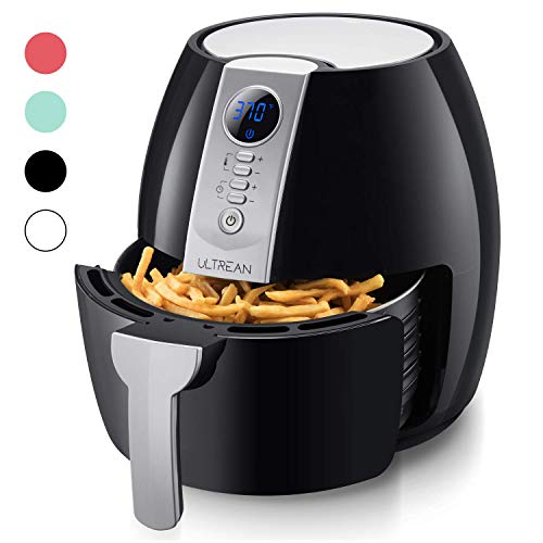 Ultrean Air Fryer, 4.2 Quart (4 Liter) Electric Hot Air Fryers Oven Oilless Cooker with LCD Digital Screen and Nonstick Frying Pot, ETL/UL Certified,1-Year Warranty,1500W (Black)