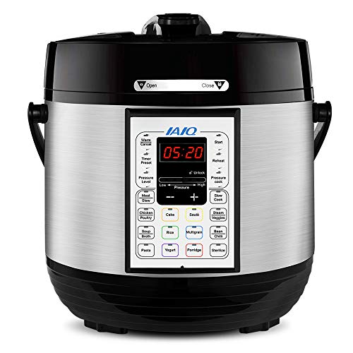 IAIQ 13-in-1 Electric Programmable 6 Quart One-Touch Pressure Cooker, Including Slow Cooker,Rice Cooker,Yogurt Maker,Steamer, Saute,Stainless Steel Pot
