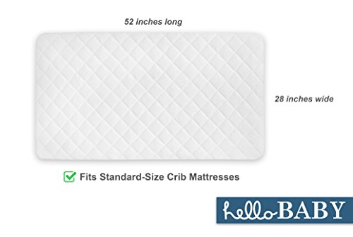 Hello Baby, Waterproof Crib Mattress Sheet - White Ultra Soft Howdy Child Waterproof Crib Mattress Sheet - White Extremely Gentle Quilted Bamboo Terry Pillow-High Fitted Cowl for Boys and Women - Padded Breathable Liner for Customary Measurement Nursery Cribs and Toddler Beds.