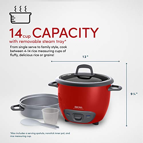 Aroma Housewares 14-Cup (Cooked) (7-Cup UNCOOKED) Aroma Housewares 14-Cup (Cooked) (7-Cup UNCOOKED) Pot Fashion Rice Cooker and Meals Steamer (ARC-747-1NGR).