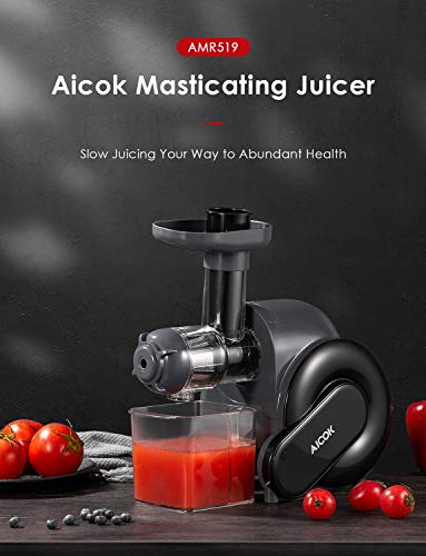 Juicer, Aicok Slow Masticating Juicer with Quiet Motor Juicer, Aicok Sluggish Masticating Juicer with Quiet Motor, Improve Filter Juice Machine for Excessive Nutrient Juice, Chilly Press Juicer with Recipes, Straightforward to Clear, Secure Lock, Secure Chute, Reserve Perform.