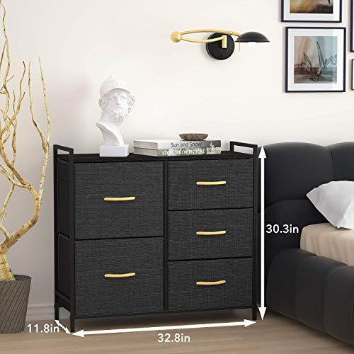 ROMOON Dresser Organizer with 5 Drawers, Fabric Dresser Tower for Bedroom Guarantee: Producer guarantee for 90 days from date of buy.