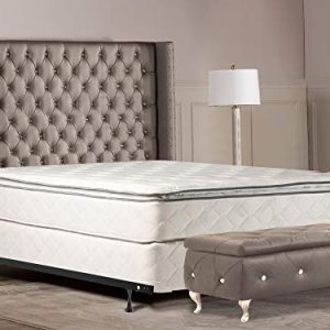 Continental Mattress, 10-Inch medium plush Pillowtop innerspring Mattress And 8-Inch Box Spring/Foundation Set With Frame, King Size