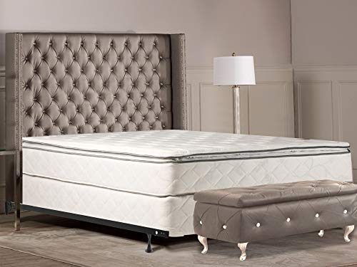 Continental Mattress, 10-Inch medium plush Pillowtop innerspring Mattress And 8-Inch Box Spring/Foundation Set With Frame, King Size