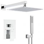 EMBATHER Shower System，Chrome Shower Faucet Sets with 10" Rain Shower Head For Bathroom, Wall Mount Square Shower Combo Set With Adjustable Handheld Bracket（Valve included）
