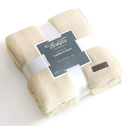 BEAUTEX Fleece Throw Blanket for Couch Sofa or Bed Throw Size, Soft Fuzzy Plush Blanket, Luxury Flannel Lap Blanket, Super Cozy and Comfy for All Seasons (Ivory, 50" X 60")