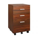 DEVAISE 3 Drawer Mobile File Cabinet, Wood Filing Cabinet fits A4 or Letter Size for Home Office, Walnut