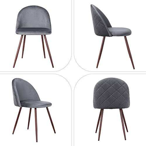 HOMECHO Accent Dining Chairs Set, Velvet Kitchen Side Chairs HOMECHO Accent Dining Chairs Set, Velvet Kitchen Side Chairs with Sturdy Metal Legs, Upholstered Modern Chairs with Thick Padded Seat for Dining Room/Living Room, Set of 4, Grey.