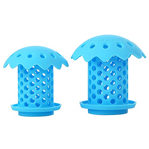 Upgrade Bathtub Sink Drain Hair Catcher Protector Strainer, Durable Silicone Bath Tub Hair Strainer Protector for Bathroom, Kitchen, Shower Room, Snare Sizes 1.5" and 1.75" 2 back (blue)