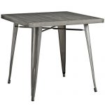 Modway Alacrity 32" Rustic Modern Farmhouse Stainless Steel Metal Square Dining Table in Gunmetal