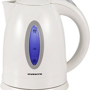 Ovente Electric Water Kettle 1.7 Liter with LED Indicator Light, 1100 Watts Fast & Concealed Heating Element, BPA-Free, Auto Shutoff Function and Boil Dry Protection, White (KP72W)