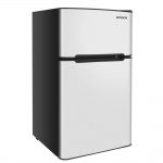 ROVSUN 2 Door Compact Refrigerator with Freezer, 3.2 CU FT Upright Mini Fridge Cooler for Food Drink Beer Storage with Removable Shelves, Ice Tray, Scraper, Perfect for Apartment, Bedroom, Office & Dorm