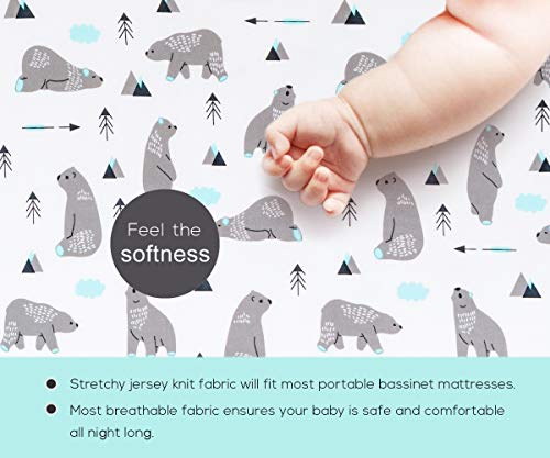 Stretchy-Pack-n-Play-Playard-Sheets-Brolex 2 Pack Portable Mini Crib Stretchy-Pack-n-Play-Playard-Sheets-Brolex 2 Pack Transportable Mini Crib Sheets,Convertible Playard Mattress Cowl for Child Boys Gilrs,Extremely Smooth Jersey Knit,Owl &amp; Bear.