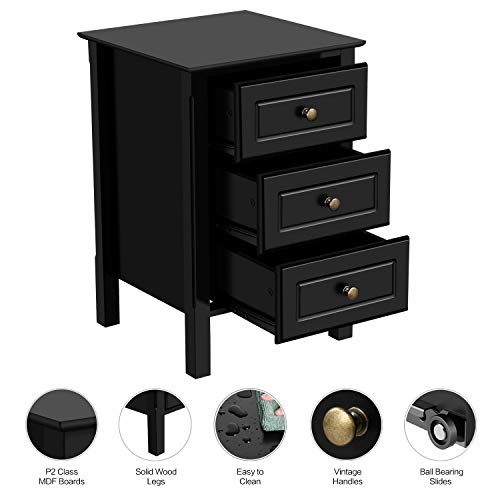 YAHEETECH Wood 3-Drawer Nightstand with Solid Pine Wood Legs Bundle Dimensions: 15.eight x 15.eight x 23.6 inches