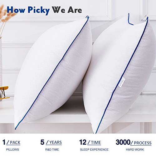 Bed Pillows for Sleeping 2 Pack, Hotel Luxury Down Alternative Pillow Mattress Pillows for Sleeping 2 Pack, Resort Luxurious Down Different Pillow with Premium Comfortable Plush Fiber Fill, 100% Breathable Cotton Cowl/Hypoallergenic Pillows for Facet, Again and Abdomen Sleeper/Queen.