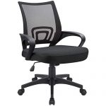 Devoko Office Chair Ergonomic Mid Back Swivel Mesh Chair Height Adjustable Lumbar Support Computer Desk Chair with Armrest (Black)