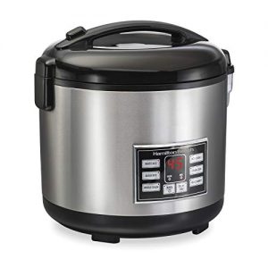 Hamilton Beach Digital Programmable Rice Cooker & Food Steamer, 20 Cups Cooked (10 Uncooked), With Steam & Rinse Basket, Stainless Steel (37543)
