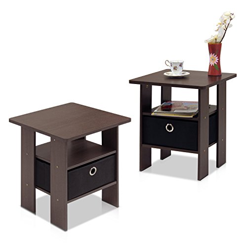Furinno End Table Bedroom Night Stand, Petite, Dark Brown Guarantee: 1 12 months restricted producer.