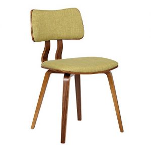 Armen Living Jaguar Dining Chair in Green Fabric and Walnut Wood Finish
