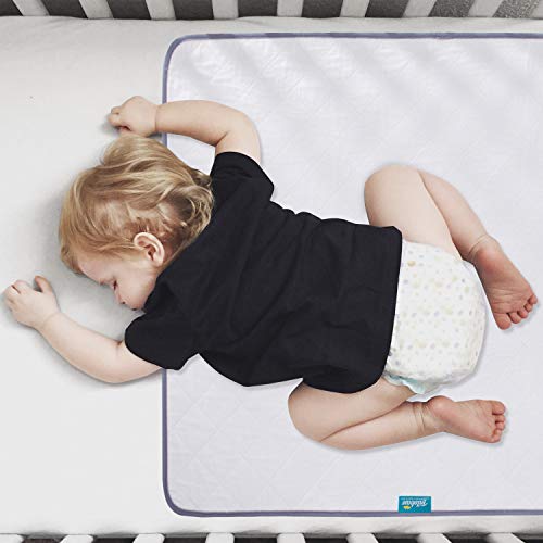 Waterproof Protector 27" x 38", Non-Slip & Durable Wateproof Pad Mat for Baby Pack n Play/Crib/Mini Crib, Ultra Soft Reusable Lifesaver for Toddler Kid Bed As Sheet Protector, White
