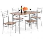 Best Choice Products 5-Piece Wooden Kitchen Table Dining Set w/Metal Legs, 4 Chairs