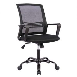 Smugdesk Ergonomic Lumbar Support Mesh Office Task Computer Desk Chair with Wheels and Arms, Black