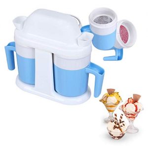 HoLead 1 Maker, Frozen Yogurt Timer Ice Cream Machine, Double cup/blue