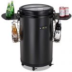 Joy Pebble Beverage Refrigerator and Cooler, 60 Can Indoor Outdoor Party Cooler Fridge with Wheels For Bar RV Party (Black)