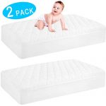 2 Pack Waterproof Crib Mattress Protector, Quilted Fitted Baby Mattress Cover