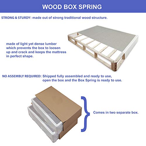 Greaton Assembled Split Wood Box Spring/Foundation Greaton Assembled Cut up Wooden Field Spring/Basis For Mattress, King.