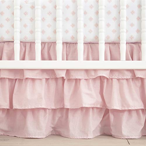 Levtex Baby - Willow Crib Bed Set - Baby Nursery Set Levtex Child - Willow Crib Mattress Set - Child Nursery Set - Pink - Mushy Rosette Pintuck - 5 Piece Set Consists of Quilt, Fitted Sheet, Diaper Stacker, Wall Decal &amp; Crib Skirt/Mud Ruffle.