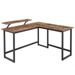 VASAGLE ALINRU Computer Desk, L-Shaped Corner Desk with Monitor Stand, Industrial Workstation for Home Office Study Writing and Gaming, Space Saving, Easy Assembly, Rustic Brown and Black ULWD56X