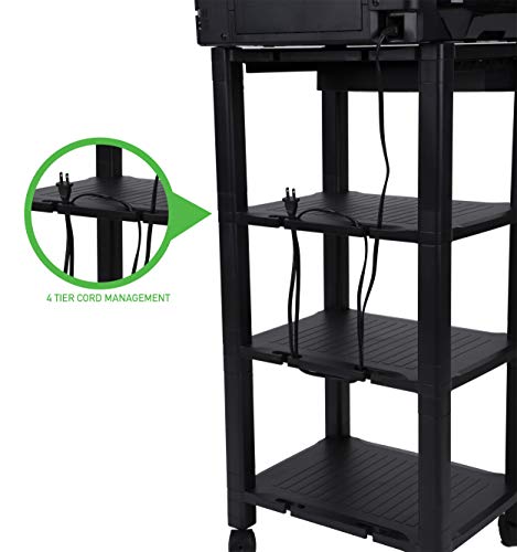 Mind Reader PRCARTLG-BLK 4 Printer Cart, Stand with Wheels Thoughts Reader PRCARTLG-BLK four Printer Cart, Stand with Wheels, Drawer, Twine Administration, Workplace Paper, Shelf Group, 40 lb Capability, Black.
