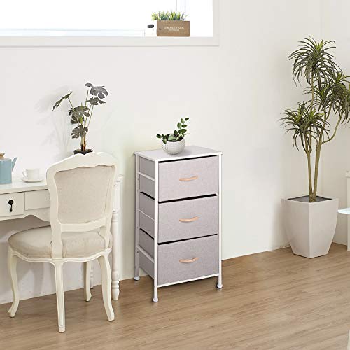 ROMOON Nightstand Chest with 3 Fabric Drawers, Bedside Furniture Package deal Dimensions: 17.7 x 11.Eight x 28.Zero inches