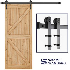 SMARTSTANDARD 6.6ft Heavy Duty Sturdy Sliding Barn Door Hardware Kit -Smoothly and Quietly -Easy to install -Includes Step-By-Step Installation Instruction Fit 36"-40" Wide Door Panel (I Shape Hanger)