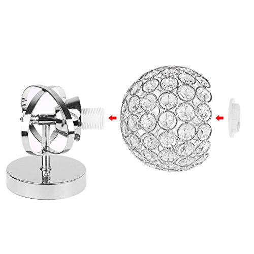 2 Pack Modern Style Decorative Crystal Wall Lights 2 Pack Trendy Model Ornamental Crystal Wall Lights,ONEVER Bedside Wall Lamp Sconce for DIY Dwelling Decor with E14 Socket Bulb Included as Reward (Silver).