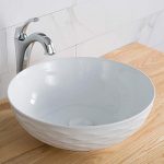 Kraus KCV-200GWH Ceramic Above counter Round Bathroom Sink, 16.5 x 16.5 x 5.5 inches, White